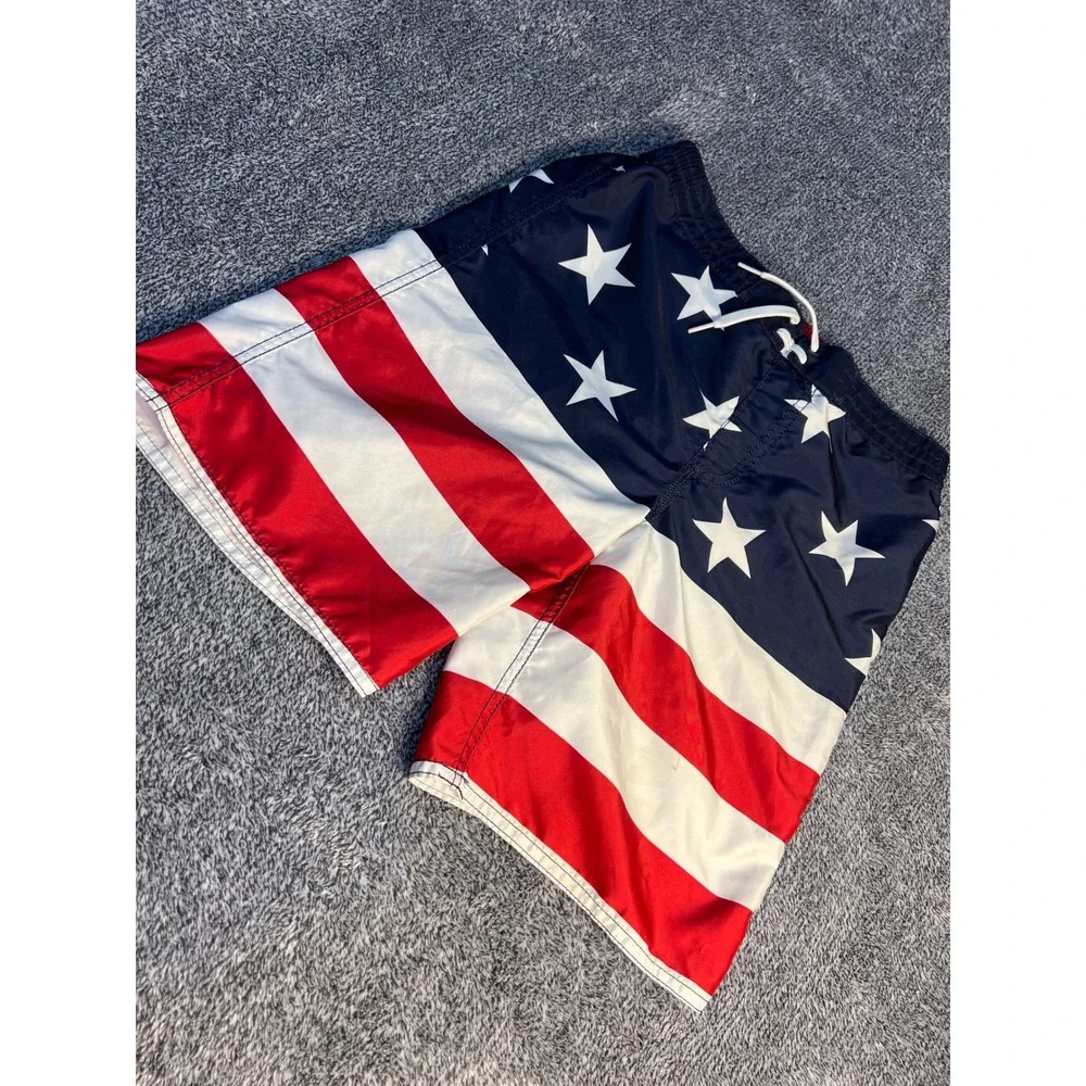 Old Navy Boys XL 14-16 American Flag Swim Trunks Stars and Stripes Board Shorts